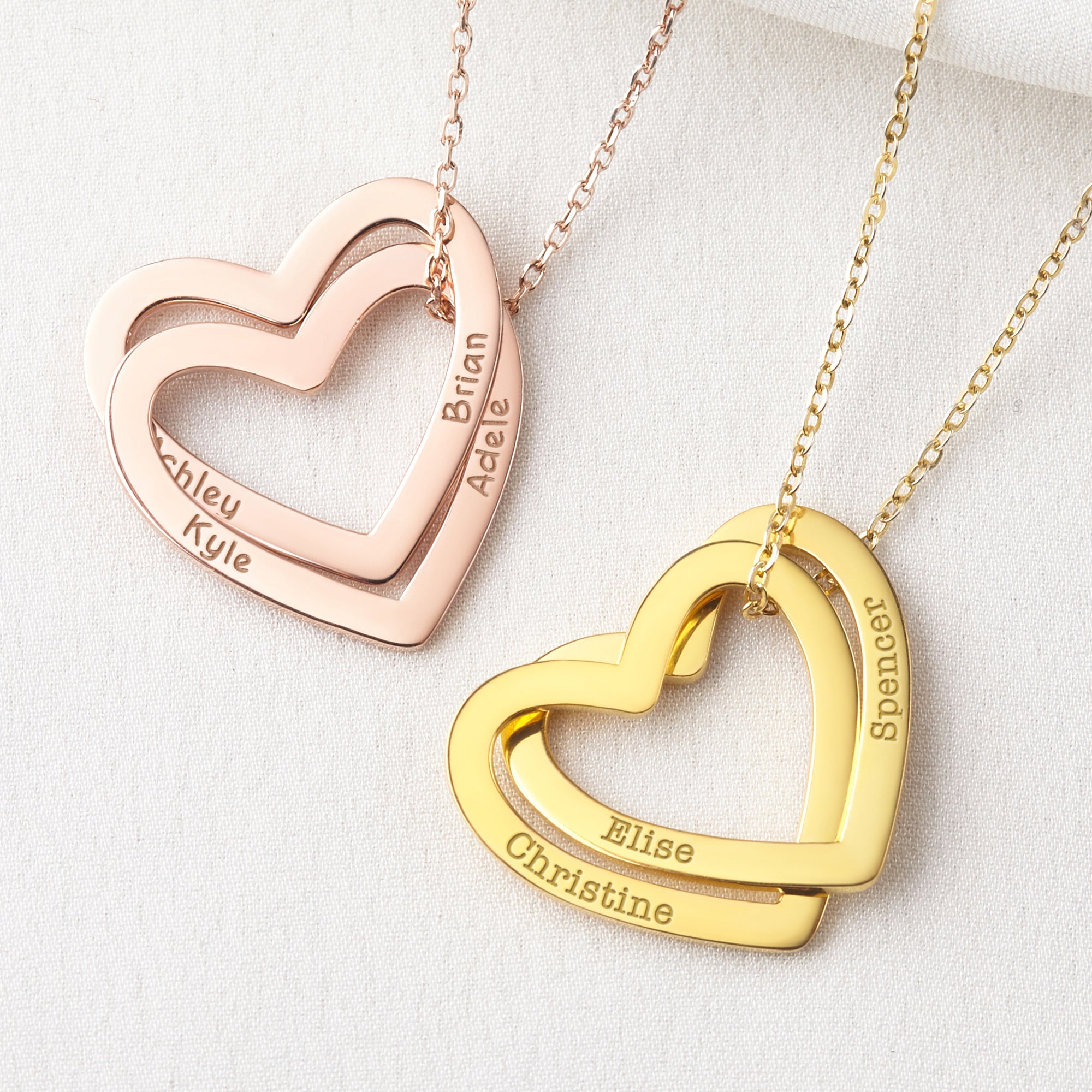 18K Gold Plated Children Names Jewelry, Heart Name Necklace